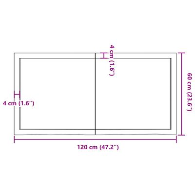 vidaXL Wall Shelf Dark Brown 120x60x(2-4) cm Treated Solid Wood Oak