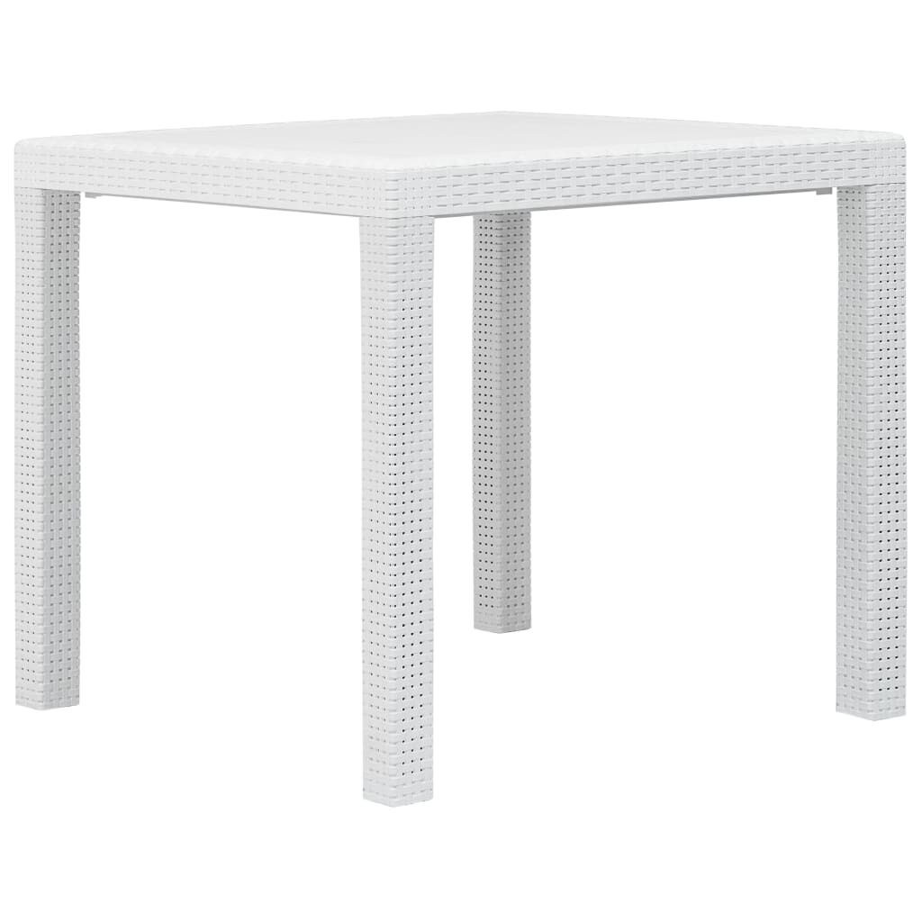 white rattan garden table