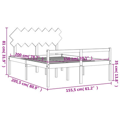 vidaXL Senior Bed without Mattress King Size Solid Wood