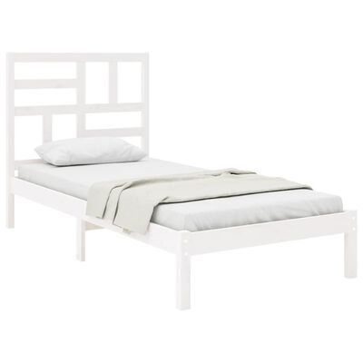 vidaXL Bed Frame without Mattress White Solid Wood 90x190 cm Single