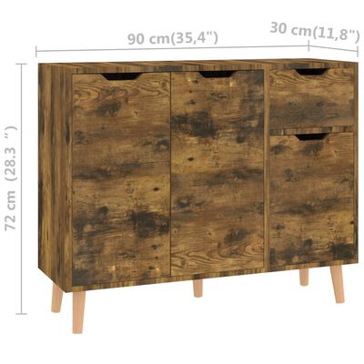 vidaXL Sideboard Smoked Oak 90x30x72 cm Engineered Wood