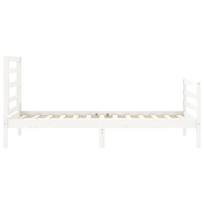 vidaXL Bed Frame without Mattress White Single Solid Wood