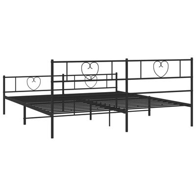 vidaXL Metal Bed Frame without Mattress with Footboard Black 180x200 cm Super King