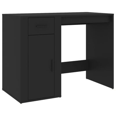 vidaXL Desk with Cabinet Black Engineered Wood