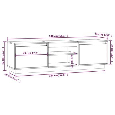 vidaXL TV Cabinet 140x35x40 cm Solid Wood Pine