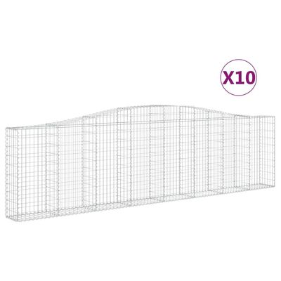 vidaXL Arched Gabion Baskets 10 pcs 400x30x100/120 cm Galvanised Iron