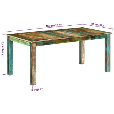 vidaXL Dining Table 180x90x76 cm Solid Wood Reclaimed