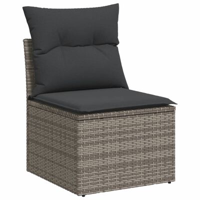 vidaXL 7 Piece Garden Sofa Set with Cushions Black Poly Rattan