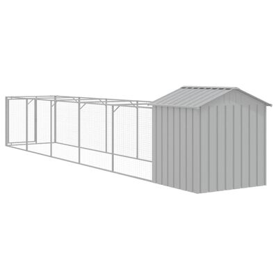 vidaXL Dog House with Roof Light Grey 117x609x123 cm Galvanised Steel