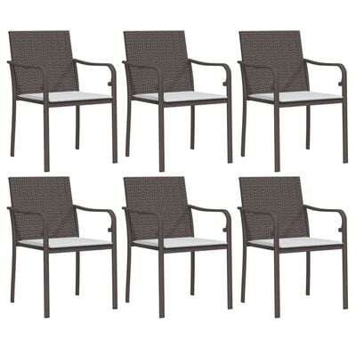 vidaXL 7 Piece Garden Dining Set with Cushions Poly Rattan and Steel