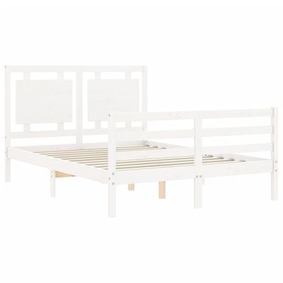 vidaXL Bed Frame without Mattress White Double Solid Wood