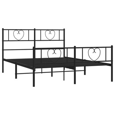 vidaXL Metal Bed Frame without Mattress with Footboard Black 150x200 cm King Size