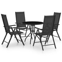 vidaXL 5 Piece Garden Dining Set Aluminium and Textilene Black