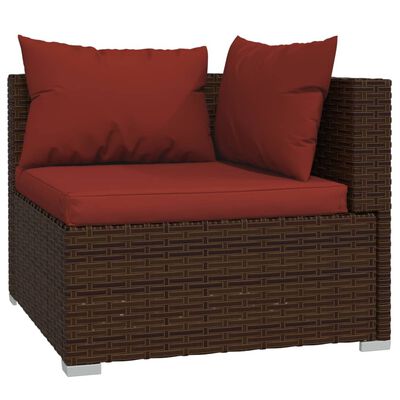 vidaXL 13 Piece Garden Lounge Set with Cushions Brown Poly Rattan