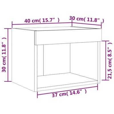 vidaXL Bedside Cabinets with LED Lights Wall-mounted 2 pcs White