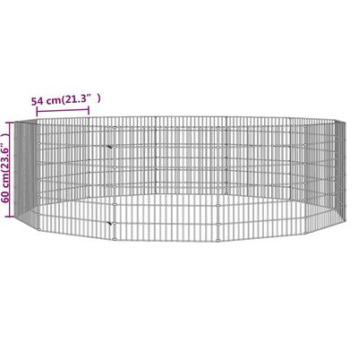 vidaXL Free Range Animal Enclosure 12-Panel 54x60 cm Galvanised Iron