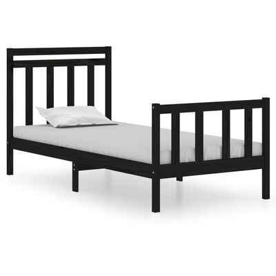 vidaXL Bed Frame without Mattress Black 90x190 cm Single Solid Wood