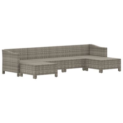 vidaXL 6 Piece Garden Lounge Set with Cushions Grey Poly Rattan