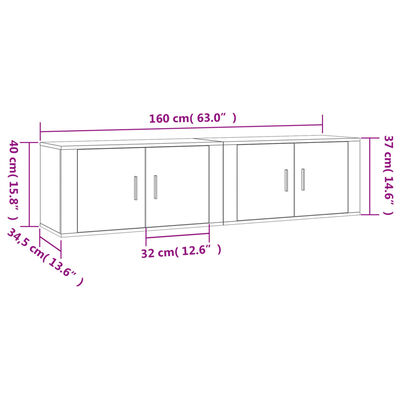 vidaXL Wall-mounted TV Cabinets 2 pcs Brown Oak 80x34.5x40 cm