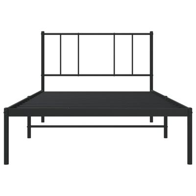 vidaXL Metal Bed Frame without Mattress with Headboard Black 107x203 cm