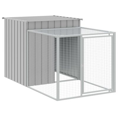 vidaXL Chicken Cage with Run Light Grey 110x405x110 cm Galvanised Steel