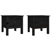 vidaXL Side Tables 2 pcs Black 40x40x39 cm Solid Wood Pine