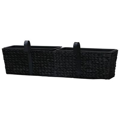 vidaXL Planters 2 pcs Water Hyacinth Black