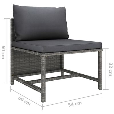 vidaXL 9 Piece Garden Lounge Set with Cushions Poly Rattan Grey