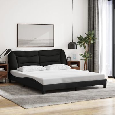 vidaXL Bed Frame with LED without Mattress Black 183x203 cm King Fabric