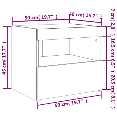 vidaXL Bedside Cabinets with LED Lights 2 pcs White 50x40x45 cm