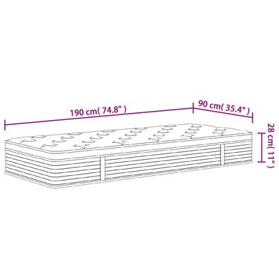 vidaXL Pocket Spring Mattress Medium Plus 90x190 cm Single Size