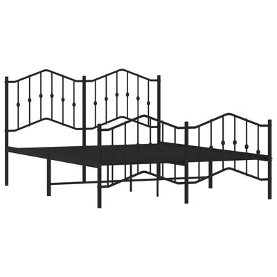 vidaXL Metal Bed Frame without Mattress with Footboard Black 150x200 cm King Size