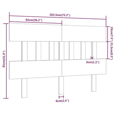 vidaXL Bed Headboard White 183.5x3x81 cm Solid Wood Pine