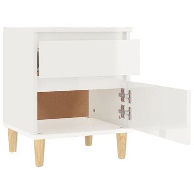 vidaXL Bedside Cabinet High Gloss White 40x35x50 cm