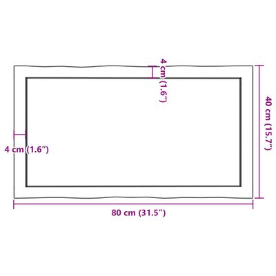 vidaXL Table Top Dark Brown 80x40x(2-4) cm Treated Solid Wood Live Edge