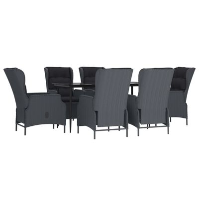 vidaXL 7 Piece Garden Dining Set Dark Grey Poly Rattan