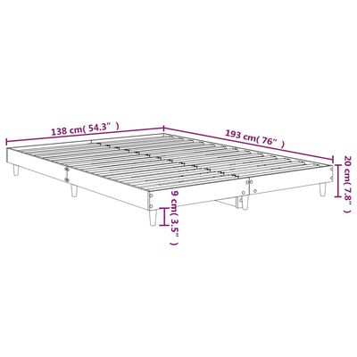 vidaXL Bed Frame without Mattress Black 135x190 cm Double Engineered Wood