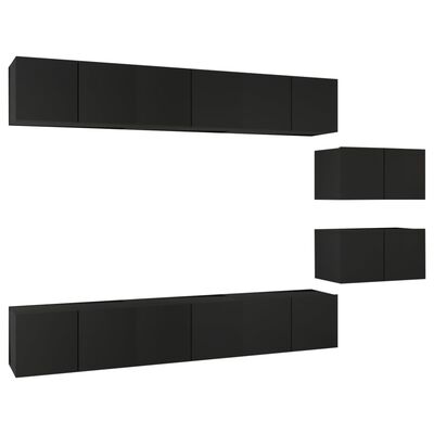 vidaXL TV Cabinets 8 pcs Black Engineered Wood