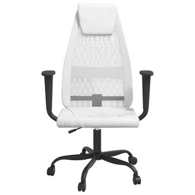 vidaXL Office Chair White Mesh Fabric and Faux Leather