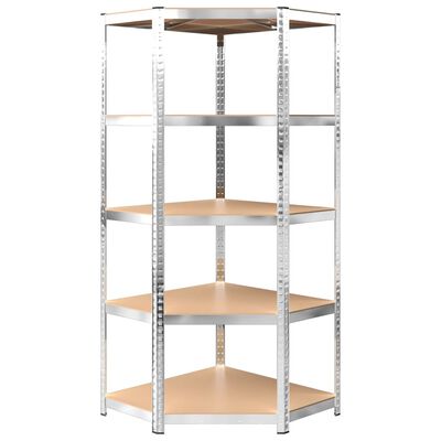 vidaXL 5-Layer Shelves 2 pcs Silver Steel&Engineered Wood