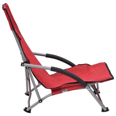 vidaXL Folding Beach Chairs 2 pcs Red Fabric