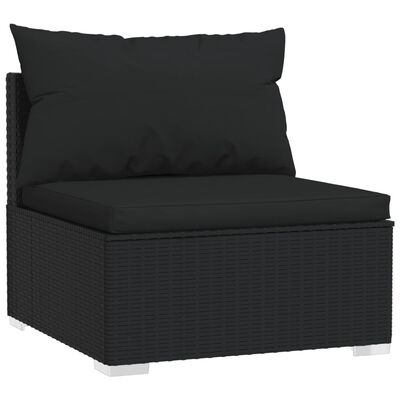 vidaXL 11 Piece Garden Lounge Set with Cushions Black Poly Rattan