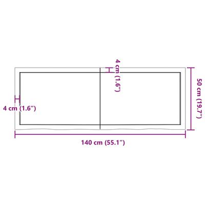 vidaXL Wall Shelf Light Brown 140x50x(2-6) cm Treated Solid Wood Oak