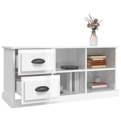 vidaXL TV Cabinet High Gloss White 102x35.5x47.5 cm Engineered Wood