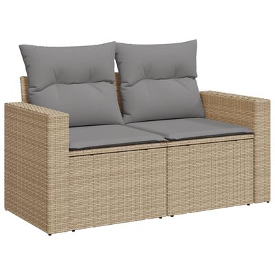 vidaXL 6 Piece Garden Sofa Set with Cushions Beige Poly Rattan