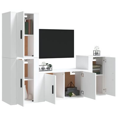 vidaXL 4 Piece TV Cabinet Set White Engineered Wood