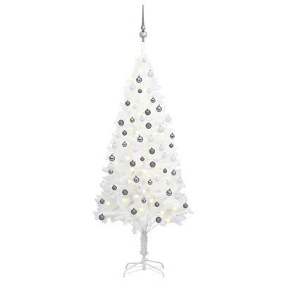 vidaXL Artificial Pre-lit Christmas Tree with Ball Set White 150 cm