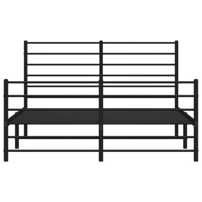 vidaXL Metal Bed Frame without Mattress with Footboard Black 150x200 cm King Size