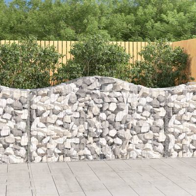 vidaXL Arched Gabion Baskets 7 pcs 200x50x100/120 cm Galvanised Iron