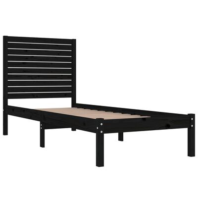 vidaXL Bed Frame without Mattress Black 90x190 cm Single Solid Wood